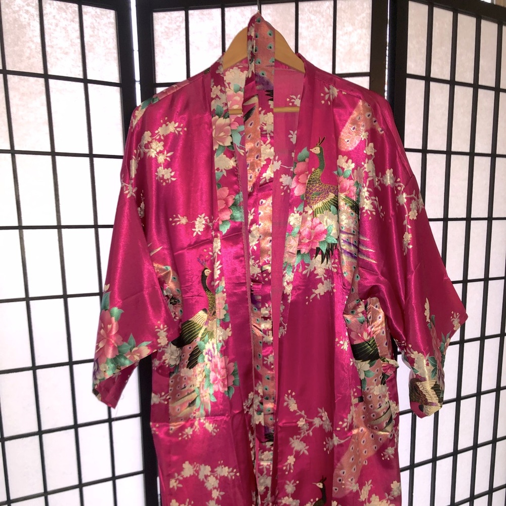 Pink Kimono Robe with Belt